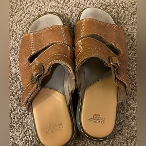 Dr Martens 12419 Brown Leather Buckle Chunky Platform Side Sandal